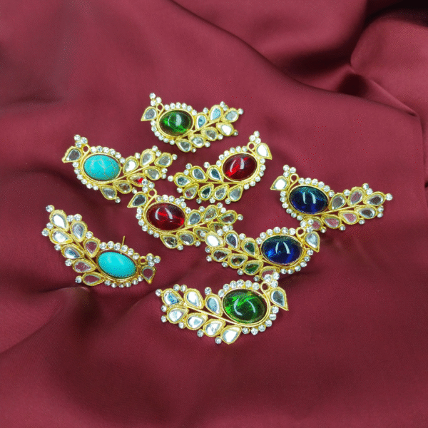 Elegant Gold-Base Earrings with Multicolor Gemstone Detailing