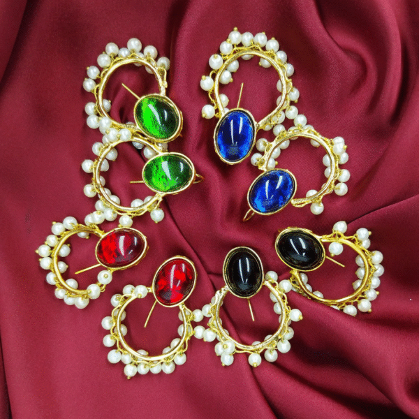 Traditional Hoop-Style Earrings with Pearl Detailing – Gold-Plated Finish