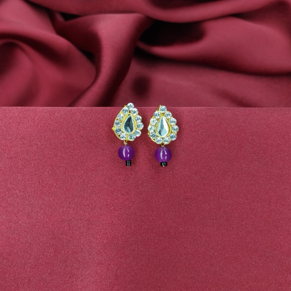 Elegant Teardrop Earrings with Dangling Bead – Gold Finish
